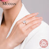 Modian Classic Rectangular Cutting Clear CZ Ring Solid 925 Sterling Silver Luxury Finger Rings For Women Wedding Fine Jewelry