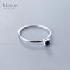 Modian Classic Simple Stackable Finger Slim Ring for Women Genuine 925 Sterling Silver Blue Crystal Ring Fine Jewelry Bijoux