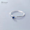 Modian Classic Simple Stackable Finger Slim Ring for Women Genuine 925 Sterling Silver Blue Crystal Ring Fine Jewelry Bijoux