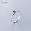 Modian Classic Simple Stackable Finger Slim Ring for Women Genuine 925 Sterling Silver Blue Crystal Ring Fine Jewelry Bijoux