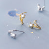 Modian Classic Wedding Stud Earrings Solid Silver 925 Clear Cubic Zirconia Women Engagement Statement Gold Color Jewelry