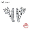 Modian Classic Wedding Stud Earrings Solid Silver 925 Clear Cubic Zirconia Women Engagement Statement Gold Color Jewelry