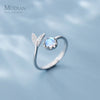 Modian Colorful Crystal Cute Mermaid Tail Open Adjustable Authentic Sterling Silver 925 Ring for Women Original Fine Jewelry