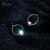 Modian Dazzling Big Square Rainbow Crystal Hoop Earrings For Women Swing Classic Hoops Ear 925 Sterling Silver Jewelry