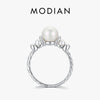 Modian Elegant Shell Pearl Ring 925 Sterling Silver Exquisite Vintage Female Rings For Women Party Vacation Fine Jewelry
