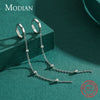 Modian Exquisite Swing Long Tassel Drop Earring Real 925 Sterling Silver Charm Chain Dangle Earrings For Women Jewelry