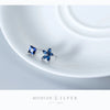 Modian Exquisite Luxury Blue Flower Plant Square Zircon Jewelry For Women Real 925 Sterling Silver Female Stud Earrings