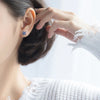 Modian Exquisite Luxury Blue Flower Plant Square Zircon Jewelry For Women Real 925 Sterling Silver Female Stud Earrings