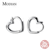 Modian Exquisite Simple Hearts Romantic Charm Hoop Earrings For Women Real 100% 925 Sterling Silver Female Accessories Jewelry