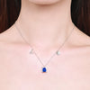 Modian Exquisite Square Blue Zirconia Pendant 100% 925 Sterling Silver Constellation Taurus Necklace Link Chain For Women Gift