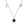 Modian Exquisite Square Blue Zirconia Pendant 100% 925 Sterling Silver Constellation Taurus Necklace Link Chain For Women Gift