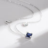 Modian Exquisite Square Blue Zirconia Pendant 100% 925 Sterling Silver Constellation Taurus Necklace Link Chain For Women Gift