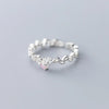 Modian 925 Strling Sliver Radiant Zircon Flower Leaves Stackable Ring for Women Open Adjustable Finger Ring Fine Jewelry