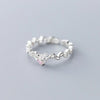 Modian 925 Strling Sliver Radiant Zircon Flower Leaves Stackable Ring for Women Open Adjustable Finger Ring Fine Jewelry