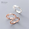 Modian 925 Strling Sliver Radiant Zircon Flower Leaves Stackable Ring for Women Open Adjustable Finger Ring Fine Jewelry