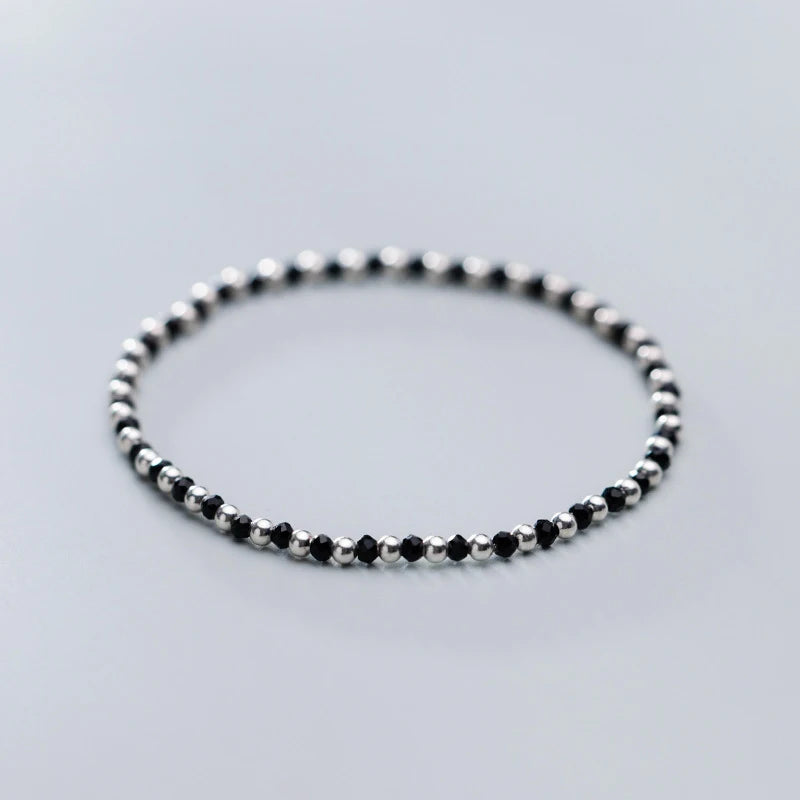 Modian Black Crystal or Ball Strand Bracelet for Women 925 Sterling Silver Simple Bracelet Fine Jewelry Gift 2020 New