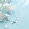 Modian Shiny Zircon and Glossy Cross Pendant Necklace for Women Pure 925 Sterling Silver Long Chain Necklace Jewelry