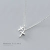 Modian Shiny Zircon and Glossy Cross Pendant Necklace for Women Pure 925 Sterling Silver Long Chain Necklace Jewelry