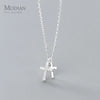 Modian Shiny Zircon and Glossy Cross Pendant Necklace for Women Pure 925 Sterling Silver Long Chain Necklace Jewelry