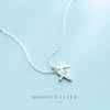 Modian Shiny Zircon and Glossy Cross Pendant Necklace for Women Pure 925 Sterling Silver Long Chain Necklace Jewelry
