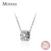 Modian Genuien 925 Sterling Silver Shining Zircon Luxury Round Tube Pendant Necklace for Women Link Chain Necklace Fine Jewelry