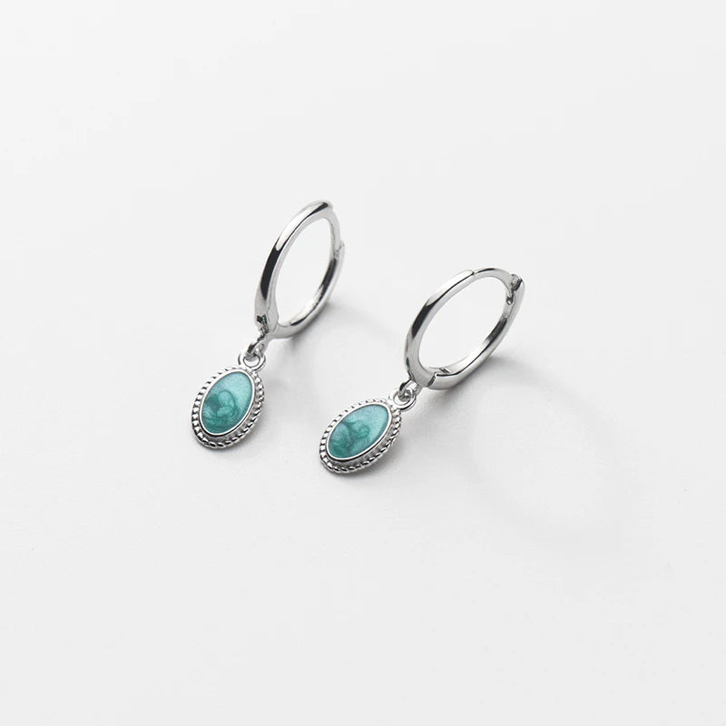 Modian Genuine 925 Sterling Silver Oval Vintage Pattern Drop Earrings For Women Wedding Ear Buckles Fine Jewelry Party Gift