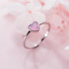 Modian Genuine 925 Sterling Silver Romantic Pink Opal Hearts Rings for Women Adjustable Open Finger Ring Fine Jewelry