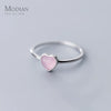 Modian Genuine 925 Sterling Silver Romantic Pink Opal Hearts Rings for Women Adjustable Open Finger Ring Fine Jewelry