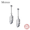 Modian Genuine 925 Sterling Silver Swing Tree Leaves Dangle Earrings for Women Drop Earring Jewelry 2020 New Brincos