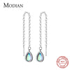 Modian Genuine 925 Sterling Silver Water Drop Dangle Earrings for Women Charm Gold Color Rainbow Opal Jewelry Bijoux