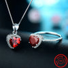 Modian Genuine Solid 925 Sterling Silver Hearts Sets Jewelry Red Ring Necklace Wedding Crystal Pendant Chain For Women