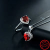 Modian Genuine Solid 925 Sterling Silver Hearts Sets Jewelry Red Ring Necklace Wedding Crystal Pendant Chain For Women