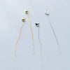 Modian Gold Color Long Chain Earring for Women Pure 925 Sterling Silver Romantic Hearts Tassel Drop Earring Fine Jewelry