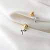 Modian Gold Color Rose Flower Jewelry For Women Charm Tree Leaf Classic Real 925 Sterling Silver Stud Earrings Gift