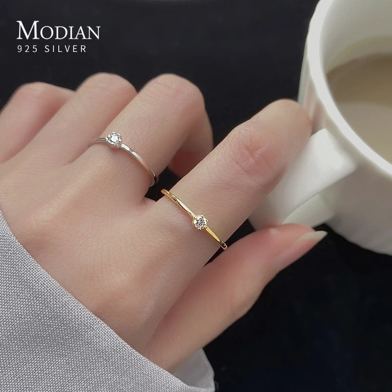 Modian HOT 925 Sterling Silver Luminous Clear CZ Slim Stackable Finger Ring for women Party Fine Jewelry 2020 Year