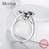 Modian High Quality Solid 925 Sterling Silver Ring For Women Black Crystal Luxury Party Jewelry Finger Silver Rings Anel