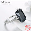 Modian High Quality Solid 925 Sterling Silver Ring For Women Black Crystal Luxury Party Jewelry Finger Silver Rings Anel