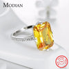 Modian 100% 925 Sterling Silver Yellow Dazzling CZ Ring For Women Engagement Luxury Anniversary Finger Jewelry Bague Anel