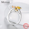 Modian 100% 925 Sterling Silver Yellow Dazzling CZ Ring For Women Engagement Luxury Anniversary Finger Jewelry Bague Anel