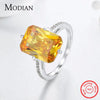 Modian 100% 925 Sterling Silver Yellow Dazzling CZ Ring For Women Engagement Luxury Anniversary Finger Jewelry Bague Anel
