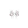 Modian 925 Sterling Silver Blooming White Frangipani Flower Pearl Stud Earring for Women Ear Pin Fine Jewelry