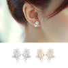 Modian 925 Sterling Silver Blooming White Frangipani Flower Pearl Stud Earring for Women Ear Pin Fine Jewelry