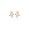 Modian 925 Sterling Silver Blooming White Frangipani Flower Pearl Stud Earring for Women Ear Pin Fine Jewelry