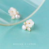 Modian 925 Sterling Silver Blooming White Frangipani Flower Pearl Stud Earring for Women Ear Pin Fine Jewelry