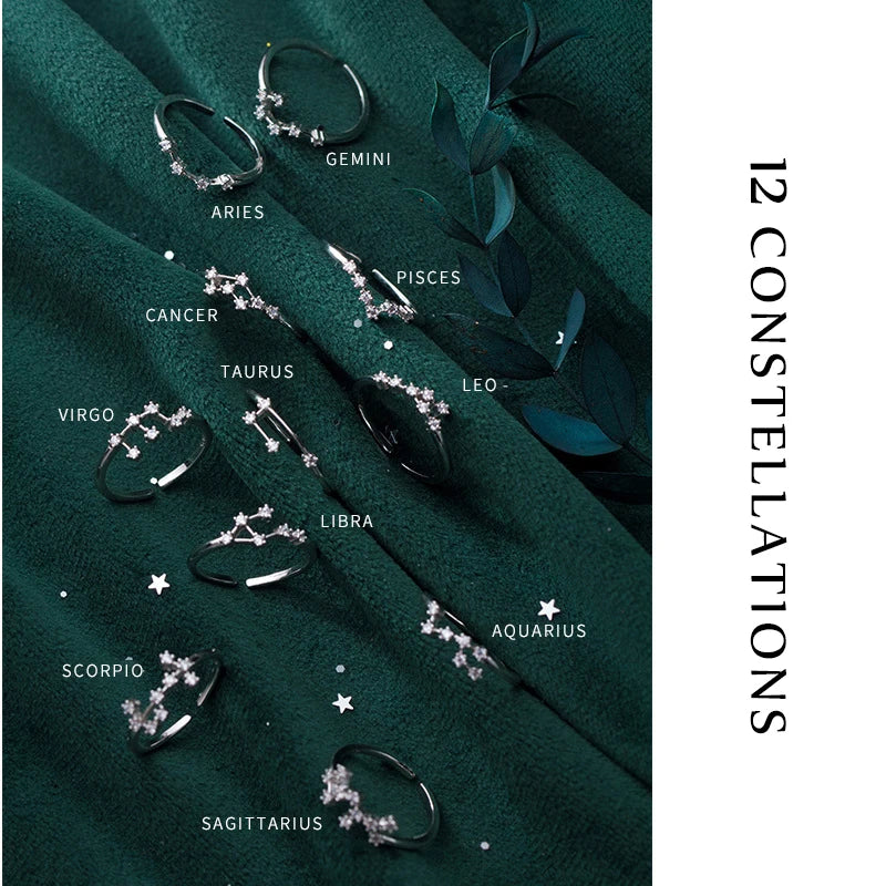 Modian   Adjustable  Twelve Constellations Ring Charm 925 Sterling Silver Taurus Libra Leo Jewelry For Women Gift