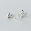 Modian Real 925 Sterling Silver Elegant Multicolor Enamel Horse Stud Earrings For Women Silver S925 Jewelry