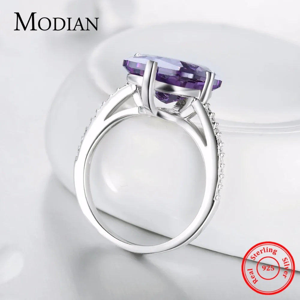 Modian Instagram New Classic 925 Sterling Silver Luxury Rings For Women Anniversary Engagement Jewelry Silver Ring Anel