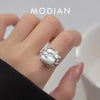 Modian Irregular Water Drop Square Ring 925 Sterling Silver  Adjustable Size 6-8 Finger Rings For Women Fine Jewelry