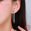 Modian Long Tassel Drop Earrings for Women Wedding Genuine 925 Sterling Silver Sparkling Clear CZ Dangle Earring Luxury Jewelry
