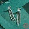 Modian Long Tassel Drop Earrings for Women Wedding Genuine 925 Sterling Silver Sparkling Clear CZ Dangle Earring Luxury Jewelry